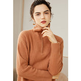 Womens Cashmere Half Zip Sweater Waffle Knit Polo Cashmere Sweater Ivory XS