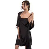 Womens Cowl Neck Silk Slip Dress Silk Robe Silk Two Piece Set Green Silk Dress Black XS