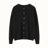 Womens Button Down Cashmere Cardigan Round Neck Long Sleeve Cashmere Sweater Black XS