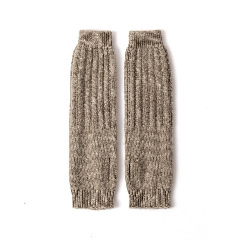 Womens Cashmere Arm Warmers Fingerless Knit Mittens Soft Cashmere Gloves Fall Winter