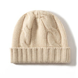 Womens Cashmere Hats Warm Cable Knitted Cashmere Beanie Winter Daily Beanie Hat