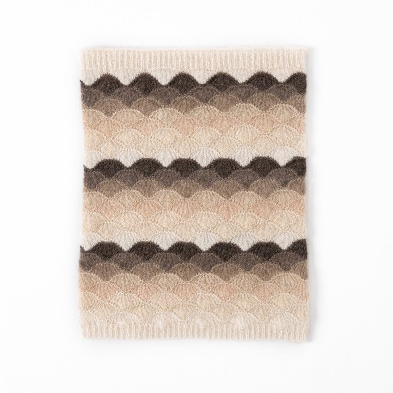 Womens Cashmere Neck Warmer Multicolor Cashmere Knit Snood Scarf Mocha Wave M