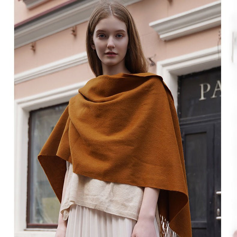 Womens Cashmere Shawl And Wraps Large Cashmere Scarf With Fringe Camel - 1 XL