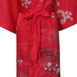 Women's Cranes Print Silk Kimono Robe Blossoms Silk Robe