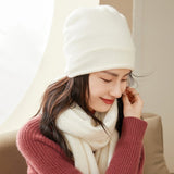 Women's Curled - Up Edge Cashmere Hats Solid Beanie Hat