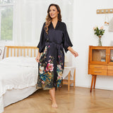 Women's Floral Print Pure Silk Kimono Robes