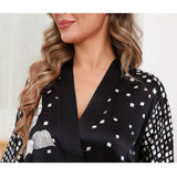 Womens Floral Print Silk Kimono Robe Pure Silk Dressing Gown