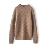 Womens Luxury Cashmere Sweater Textured Knit Mock Neck Sweater