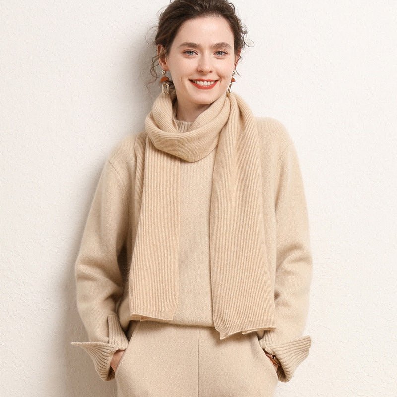Womens Mock Neck Cashmere Sweater Drop Shoulder Cashmere Pullover Beige XS