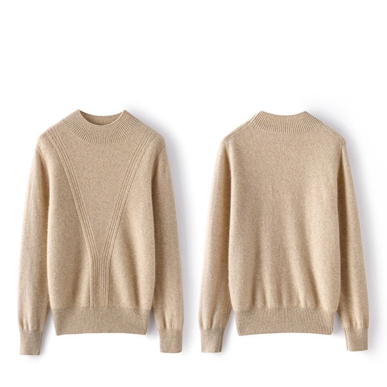 Womens Mock Neck Long Sleeves Cashmere Sweater