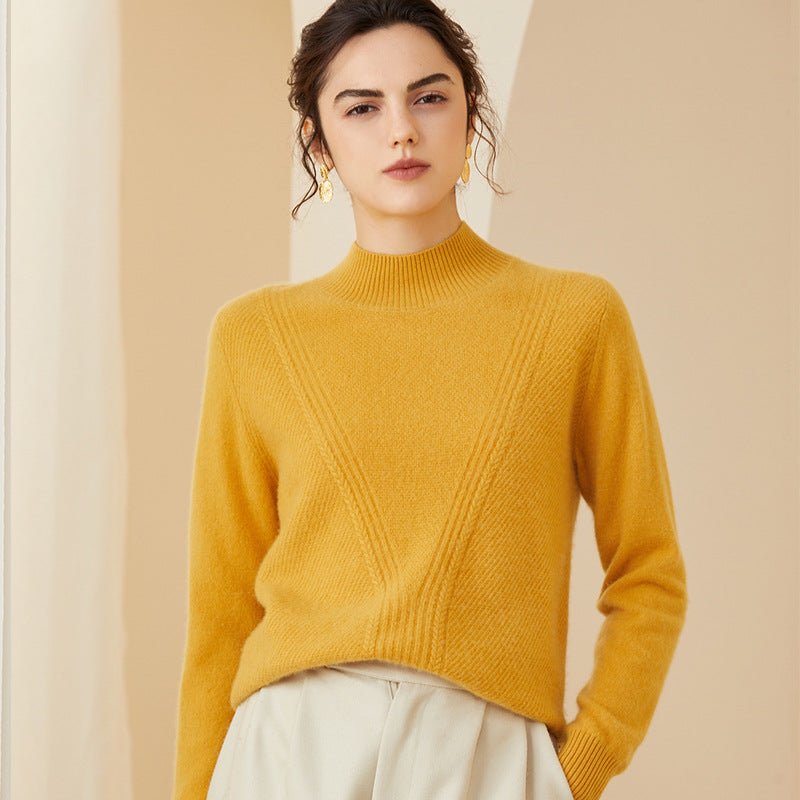 Womens Mock Neck Long Sleeves Cashmere Sweater