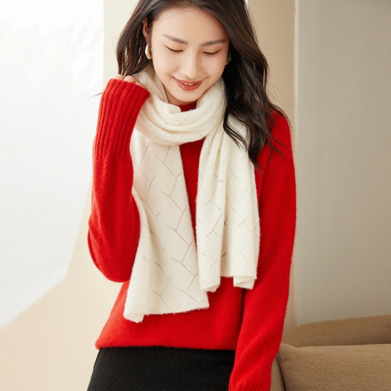 Womens Mock Neck Cashmere Sweater Long Sleeve Cashmere Pullover Red XS