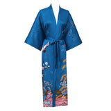 Phoenix And Crane Silk Kimono Robe Oriental Inspired Silk Kimono Blue One size fits most