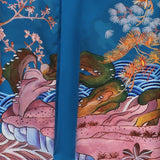 Phoenix And Crane Silk Kimono Robe Oriental Inspired Silk Kimono Blue One size fits most