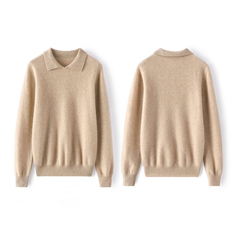 Womens Long Sleeves Pullover Cashmere Polo Collar Sweater