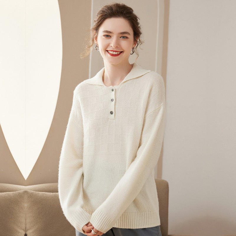 Women Polo Neck Cashmere Sweaters Long Sleeve Cashmere Blouse Pullover