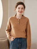 Women Polo Neck Cashmere Sweaters Long Sleeve Cashmere Blouse Pullover