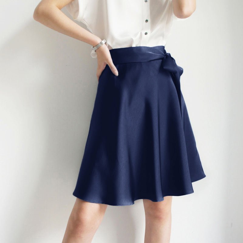 Womens Pure Silk Mini Skirt Tie Summer Guest Party Silk Dresses