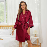 Womens Silk Bathrobe 100% Mulberry Short Pure Silk Robe