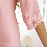 Women's Silk Nightdress V Neck Silk Nighties With Lace