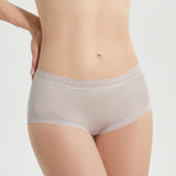 Women's silk underwear mulberry silk breathable mid-waist lace boxer briefs