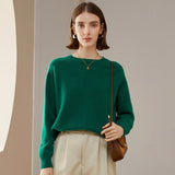 Womens Crewneck Knitted Cashmere Sweater Long Sleeve Pullover