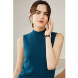 Womens Cashmere Sleeveless Mock Neck Sweater Cashmere Tank
