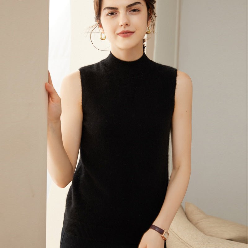 Womens Cashmere Sleeveless Mock Neck Sweater Cashmere Tank