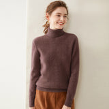 Womens Turtleneck Cashmere Sweater Chevron Knit Cashmere Pullover Mauve Taupe XS