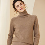 Womens Ribbed Turtleneck Long Sleeve Cashmere Sweater Pullover