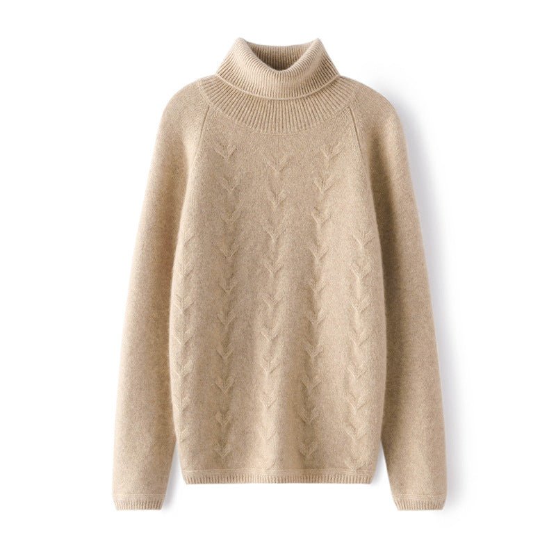 Womens Cashmere Turtleneck Sweater Long Sleeve Folding Collar Sweater