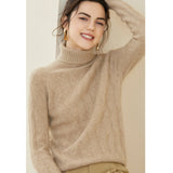 Womens Cashmere Turtleneck Sweater Diamond Knit Long Sweater