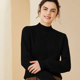 Womens Cashmere Mock Neck Sweater With Chevron Ribbed Detailing Black XS