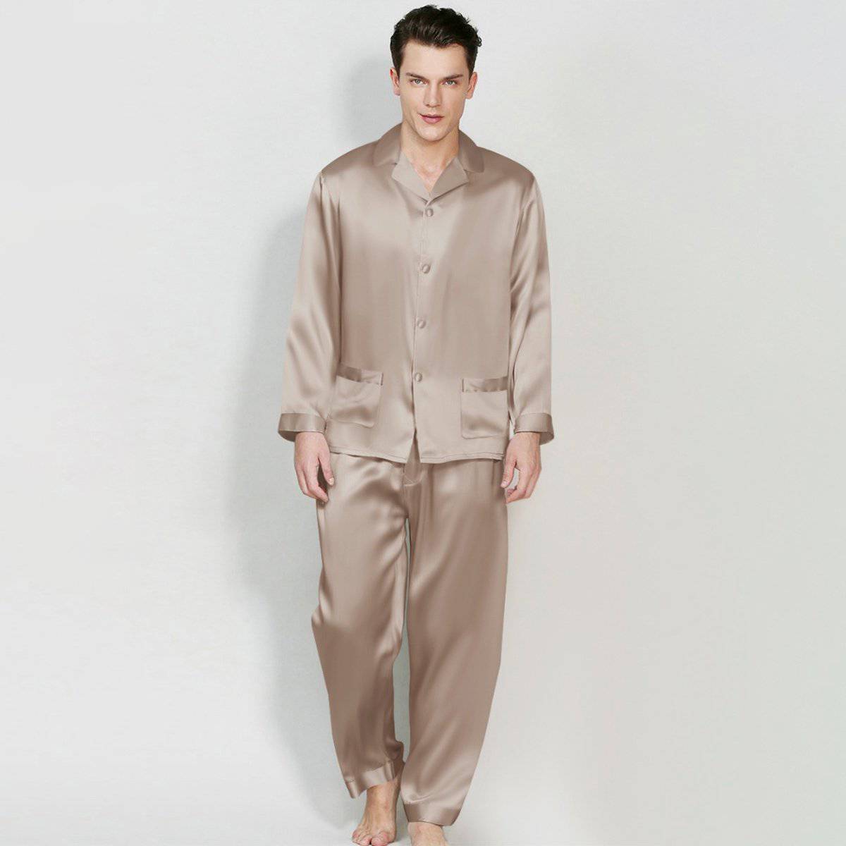 Pyjamas longs en soie pour hommes