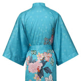 Luxury Long Silk Kimono Robe Hand Painted Cherry Blossom and Leaves - slipintosoft