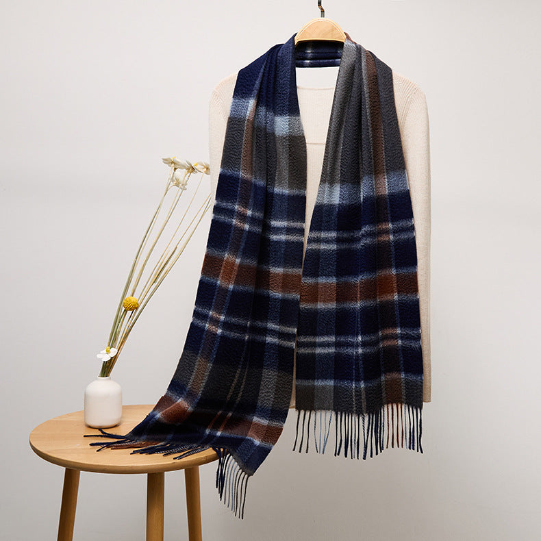 Long Cashmere Scarf with Tassel Plaid Cashmere Warps Multi Styles Winter Gifts - slipintosoft