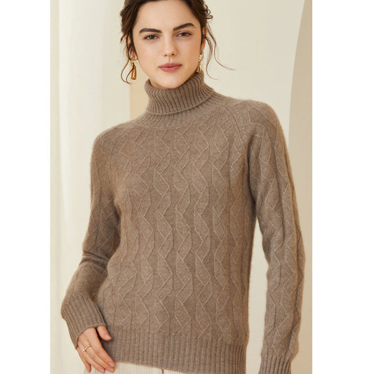 Women's Funnel-Neck Cashmere Sweater Long Sleeve Soft Warm Cashmere Tops - slipintosoft