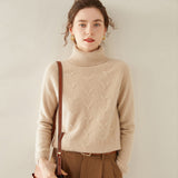 Pull en cachemire à col roulé pour femme Pull à col roulé en tricot texturé