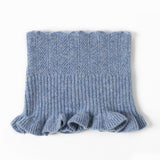Womens Cashmere Neck Warmer Ribbed Knit Cashmere Snood with Ruffled Edge