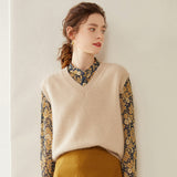 Womens Cashmere Sweater Vest Sleeveless Cashmere Knit Pullover Rib Hem