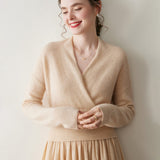 Pull en cachemire pour femme Col en V Pull en tricot de cachemire Wrap en cachemire