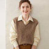 Womens Cashmere Sweater Vest Sleeveless Cashmere Knit Pullover Rib Hem