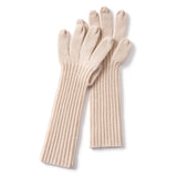 Womens Cashmere Knit Gloves Ribbed Cashmere Gloves with Long Cuffs