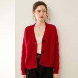 Pull en cachemire texturé pour femme Cardigan à boutons en cachemire à col en V