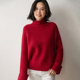 Pull en cachemire côtelé pour femme Pull raglan en cachemire à col roulé