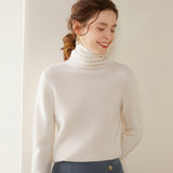 Pull en cachemire à col roulé pour femme Pull en cachemire à manches longues Ourlet côtelé