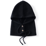 Womens Cashmere Hooded Scarf Button Up Cashmere Balaclava Cashmere Neck Warmer