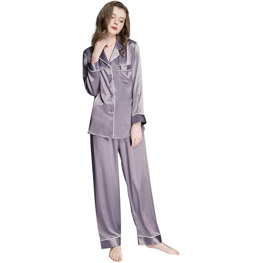 Women's Affordable Silk Pajamas Set Button Down Mulberry Silk Sleepwear - slipintosoft