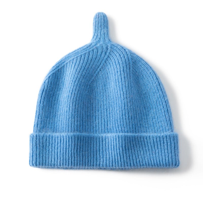 Baby Ribbed Knitted Cashmere Beanie Cute Cashmere Hats for Kids Multi Colors - slipintosoft