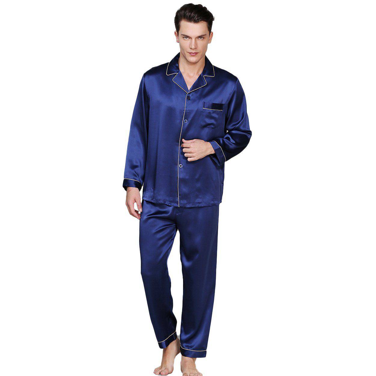 Best Mens Silk Pajamas Quality Long Luxury Real Mulberry Silk Pyjamas Pure Silk Sleepwear -  slipintosoft